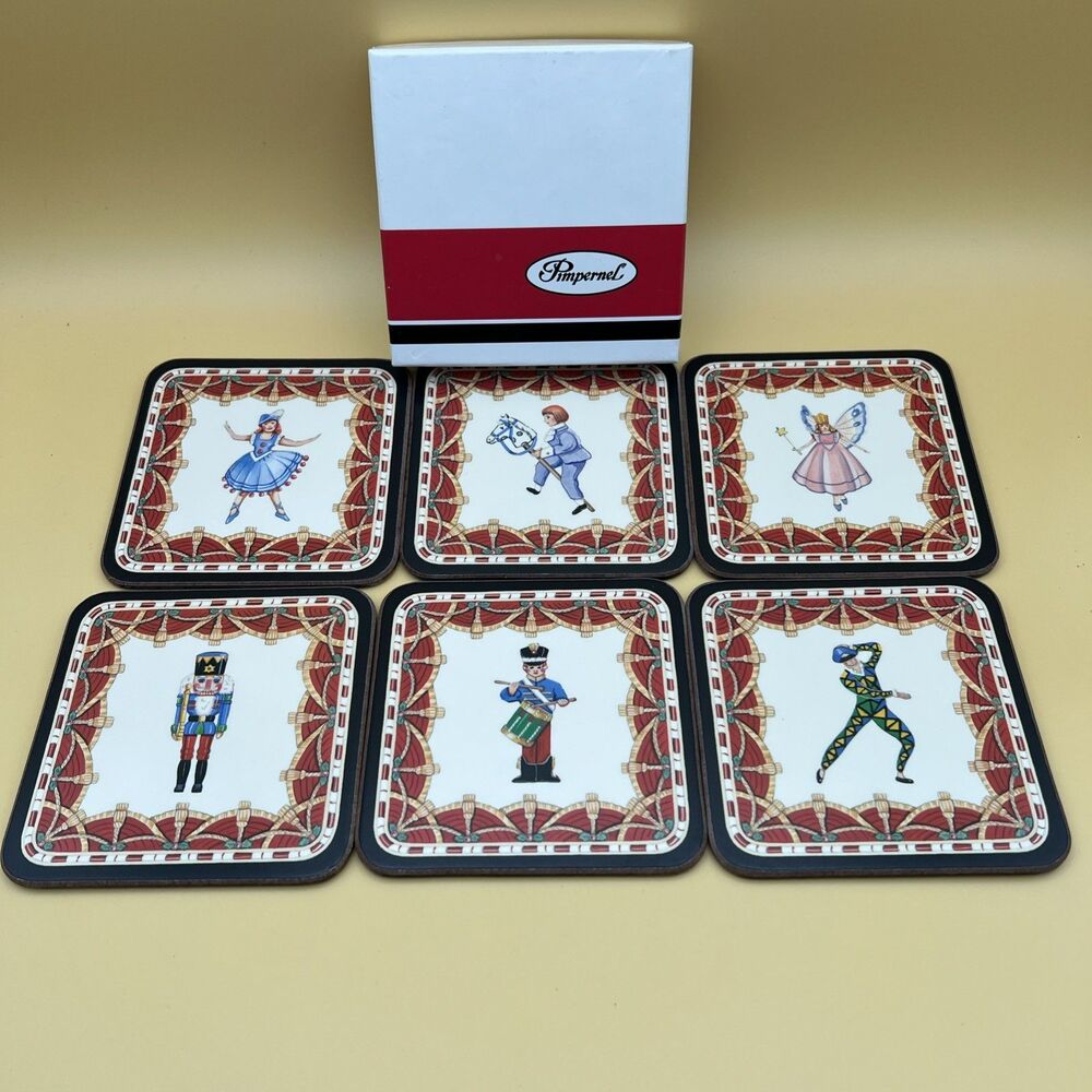 Boxed Set Of 6 Pimpernel NUTCRACKER 4.25” Coasters Christmas